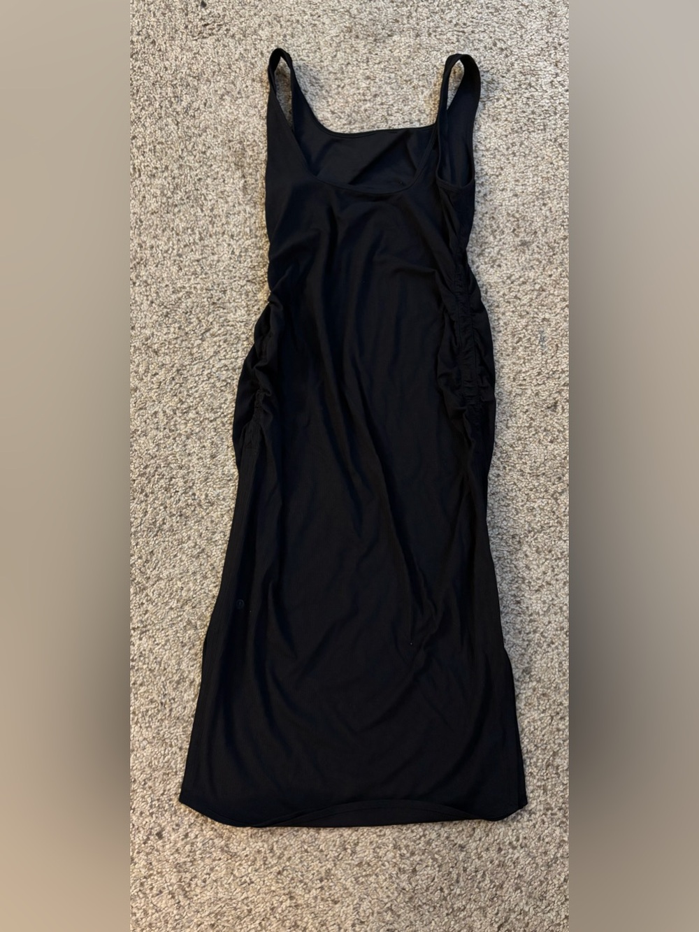 lululemon athletica Shirred Nulu Square-Neck Dress in Black size large